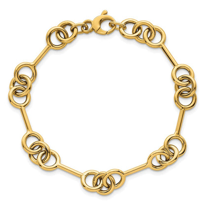 14K Gelbgold Poliert 8.4mm Fantasieglieder Gliederarmband