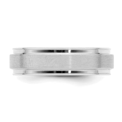 14K Weißgold 6 mm leichter Ehering mit Komfort-Passform, mattiertem Satinfinish und Fancy-Design
