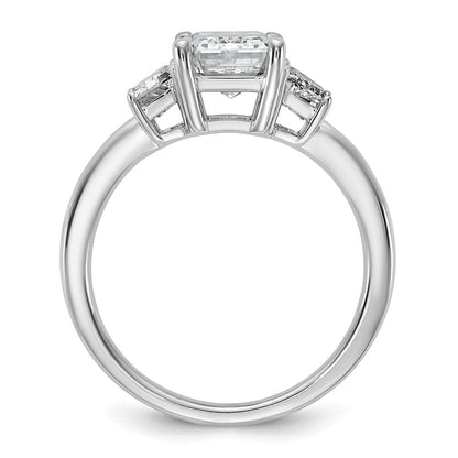 14K Weißgold 3/4ct Im Labor Gezüchtet Diamant Vs+ F+ Halbfassung Smaragd Mittig Ring