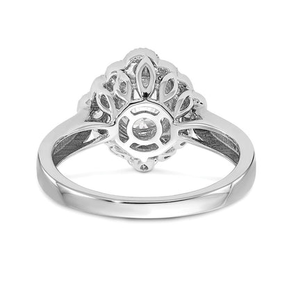 True Origin 14K Weißgold 0,25K Labor gezüchteter Diamant VS+ F+ Semi-Mount Rund Halo Verlobungsring