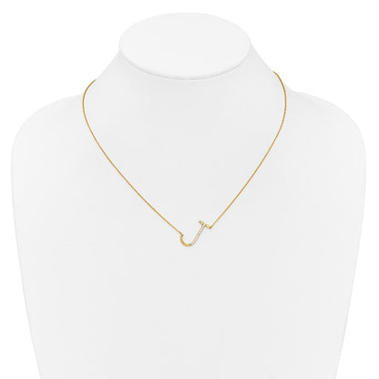 14K Gelbgold Seitlich Diamant Initiale J 18 Zoll Halskette