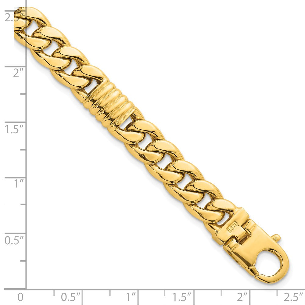 14K Gelbgold Poliert 8.75mm Fantasie Panzer Kette Herren Armband