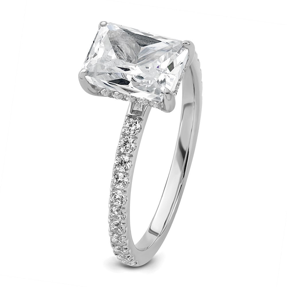 14K Weißgold 2K Zertifizierter Laborgezüchteter Diamant VS/SI+ G+ Radiant Solitär Verlobungsring mit Flair