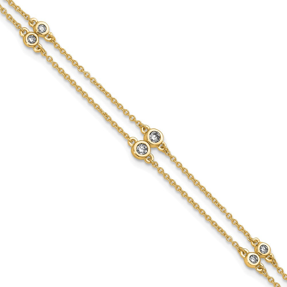 14K Gelbgold Komplett 1/4 Karat Diamant Multi-station Doppelt Strang 7 Zoll Armband