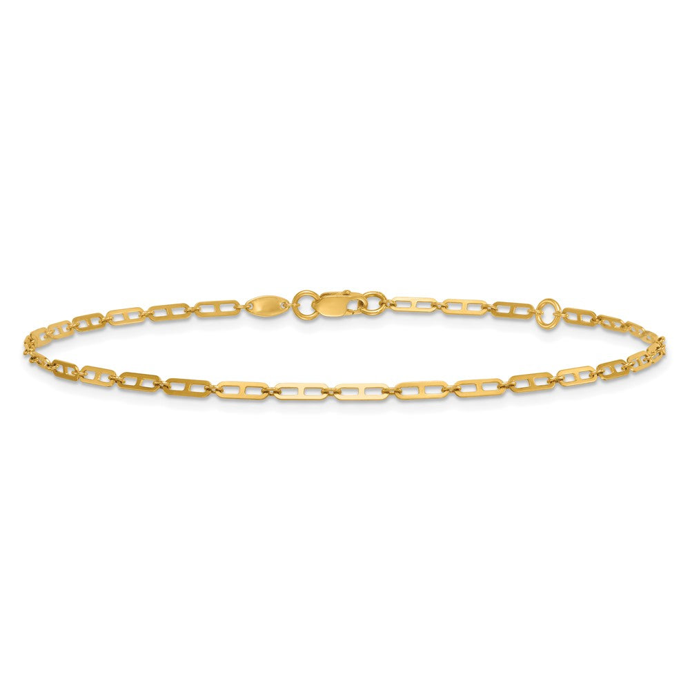 14K Gelbgold Poliert Anker Glieder Plus Verlängerung Total Kette Fußkettchen