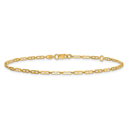 14K Gelbgold Poliert Anker Glieder Plus Verlängerung Total Kette Fußkettchen