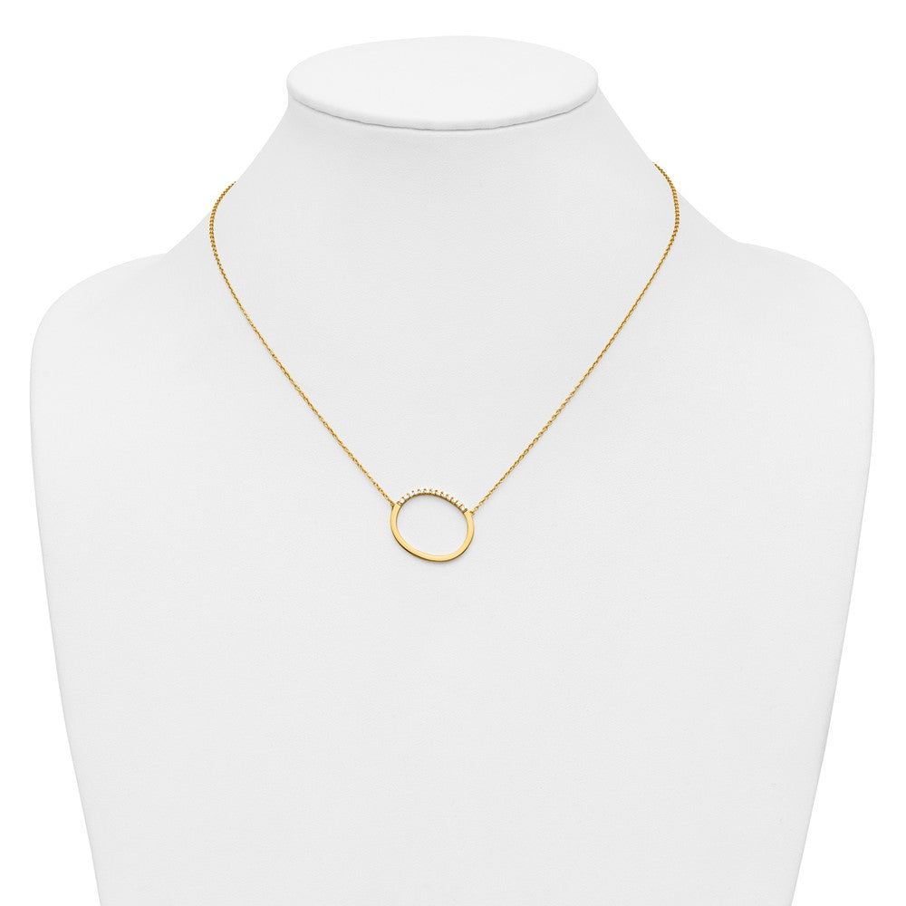14K Gelbgold Seitlich Diamant Initiale O 18 Zoll Halskette
