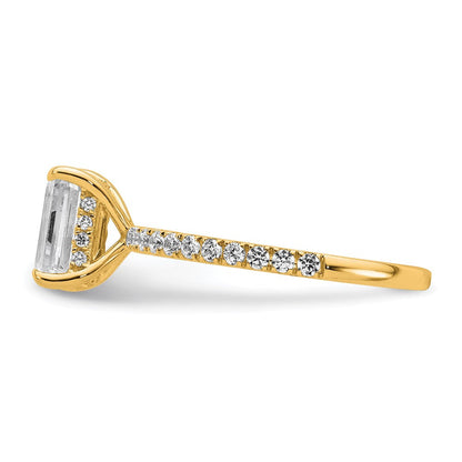 14K Gelbgold Verlobungsring mit Solitär und Flair, 2K zertifizierter, im Labor gezüchteter Diamant im Emerald-Schliff VS/SI+ G+