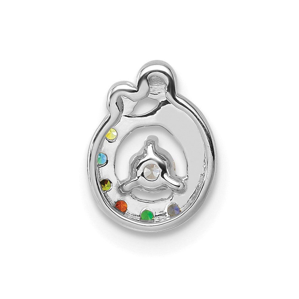 14K Weißgold 6 Synthetisch Geburtsstein und Diamant. Mutter/child Kette Anhänger