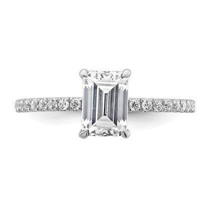 14K Weißgold 1,375 Karat zertifizierter im Labor gezüchteter Diamant VS+ F+ Smaragd komplettes Solitär mit Schwung Verlobungsring