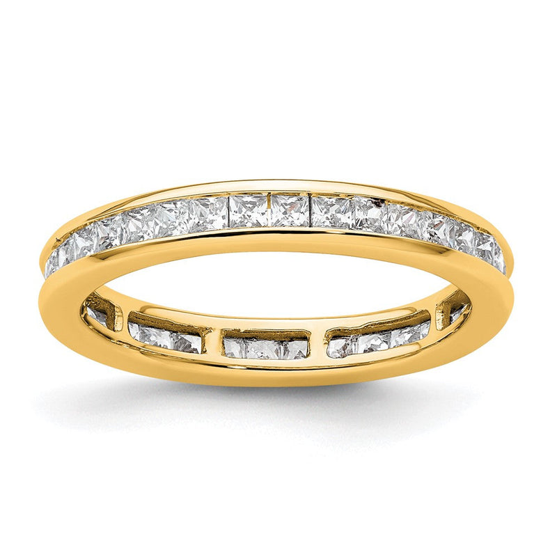 14K Gelbgold Poliert Größe 6.5 Kanalfassung-set 1 Karat Princess Diamant Komplett Memoire Ehering Ring