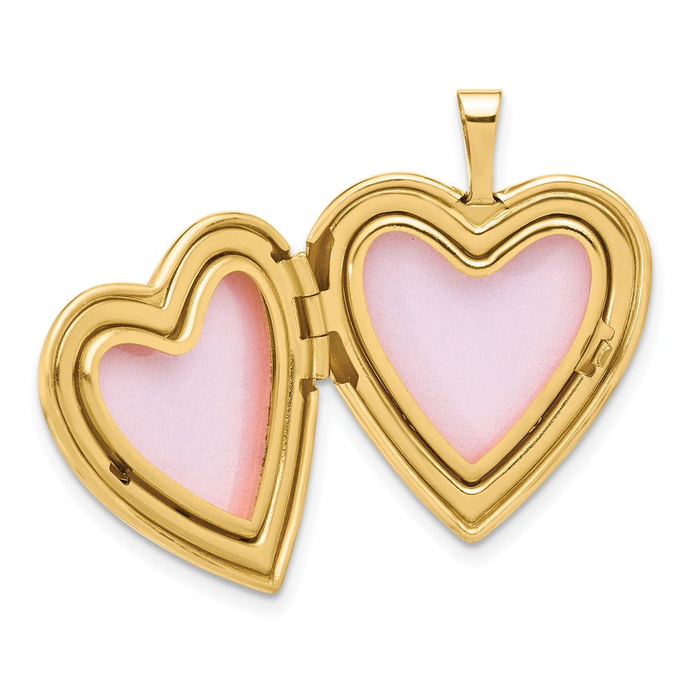 14K Gelbgold Satiniert und Poliert Diamant Stern 20mm Herz Medaillon