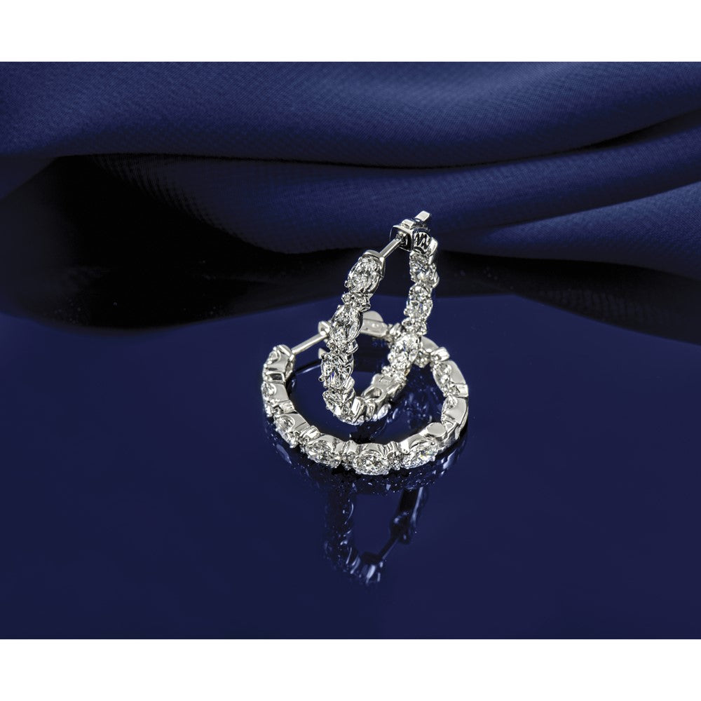 14K Weißgold Creolen mit im Labor gezüchteten Diamanten im Oval- und Rundschliff, "In and Out", 5 ct., VS/SI+ G+