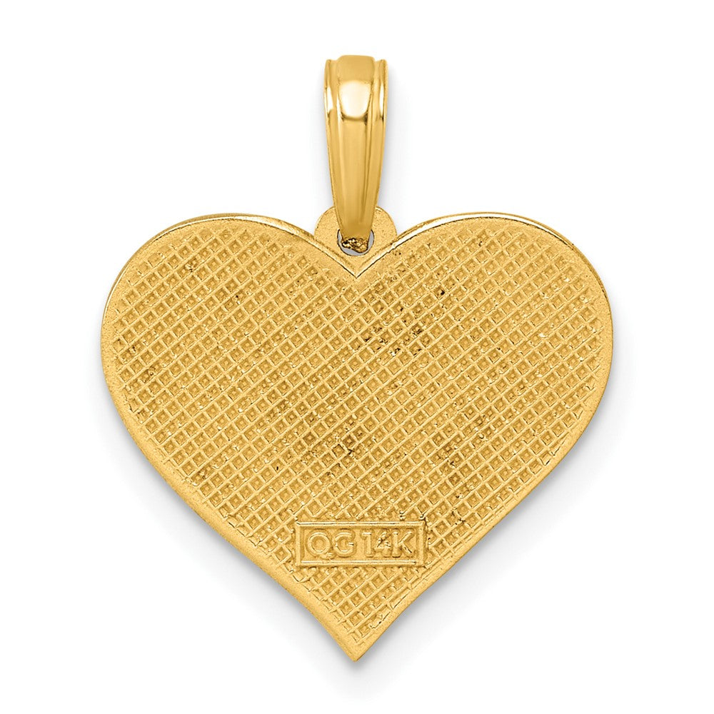 14K Gelbgold Polierter Gerillter Herz-Anhänger