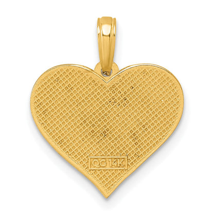 14K Gelbgold Polierter Gerillter Herz-Anhänger