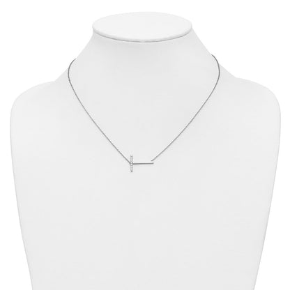 14K Weißgold Seitlich Diamant Initiale T 18 Zoll Halskette