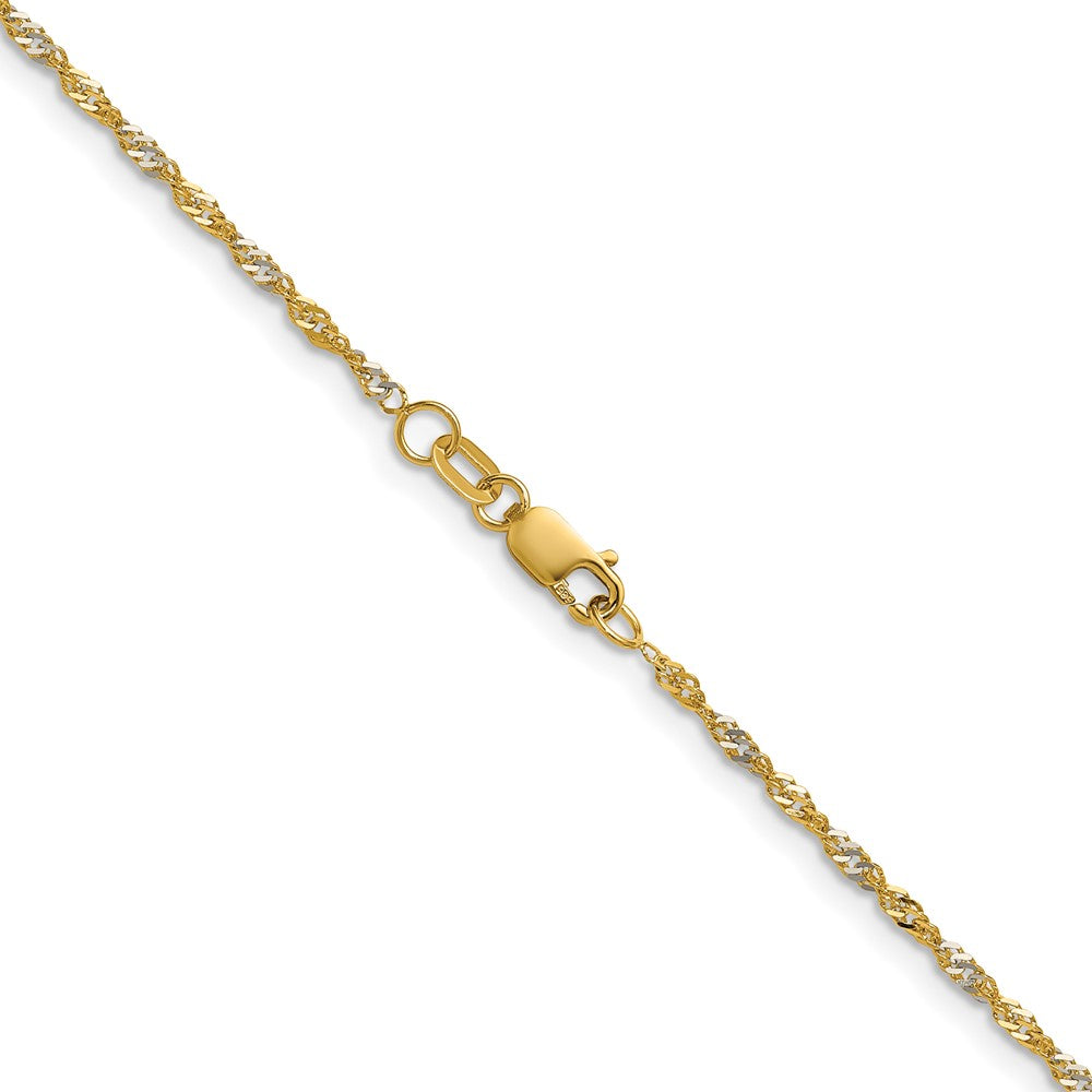 14K Gelbgold mit Rhodium 1.65mm Singapurkette Halskette