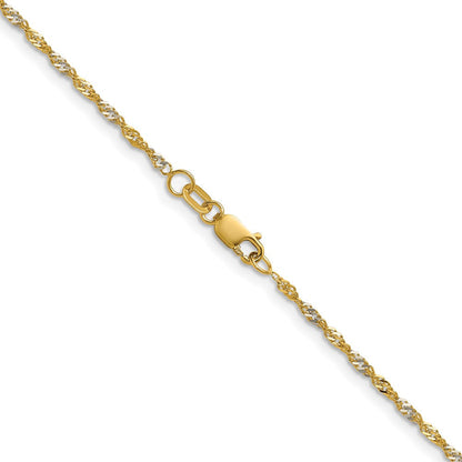 14K Gelbgold mit Rhodium 1.65mm Singapurkette Halskette