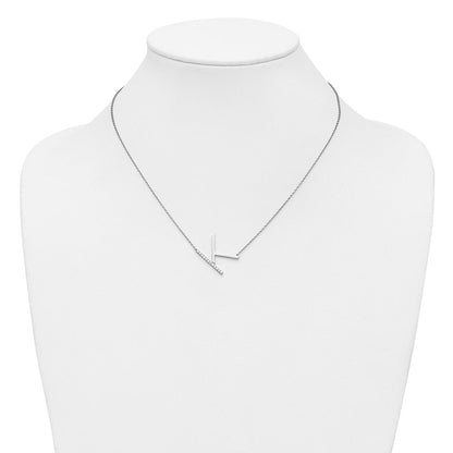 14K Weißgold Seitlich Diamant Initiale K 18 Zoll Halskette