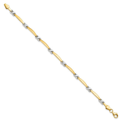 14K Gelbgold mit Rhodium Diamantiert Fantasie Gliederarmband