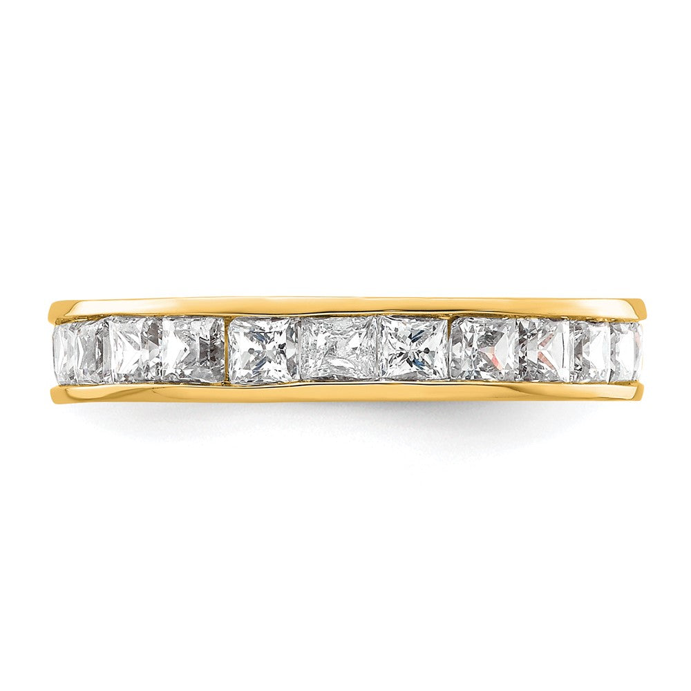 14K Gelbgold Poliert Größe 5 Kanalfassung-set 2 Karat Princess Diamant Komplett Memoire Ehering Ring