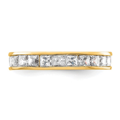 14K Gelbgold Poliert Größe 5 Kanalfassung-set 2 Karat Princess Diamant Komplett Memoire Ehering Ring