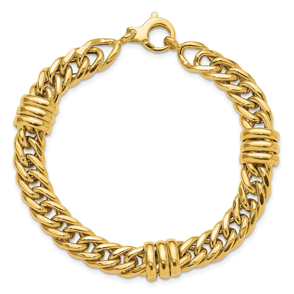 14K Gelbgold Poliert 10mm Fantasie Panzer Glieder Gliederarmband