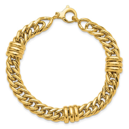 14K Gelbgold Poliert 10mm Fantasie Panzer Glieder Gliederarmband