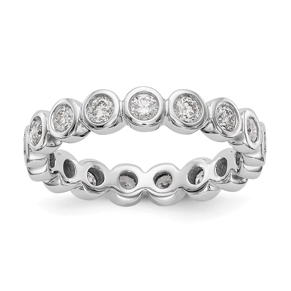 14K Weißgold Poliert Größe 7 Zargenfassung-set 1 Karat Diamant Komplett Memoire Ehering Ring