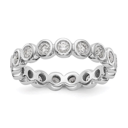 14K Weißgold Poliert Größe 7 Zargenfassung-set 1 Karat Diamant Komplett Memoire Ehering Ring