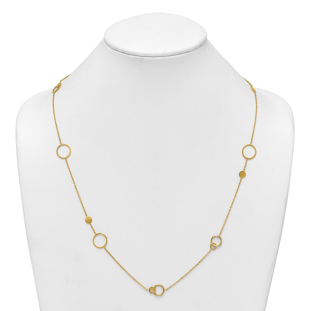 14K Gelbgold Poliert Kreis und Kette Muster 25.5 Zoll Halskette