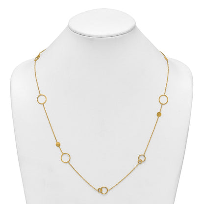 14K Gelbgold Poliert Kreis und Kette Muster 25.5 Zoll Halskette