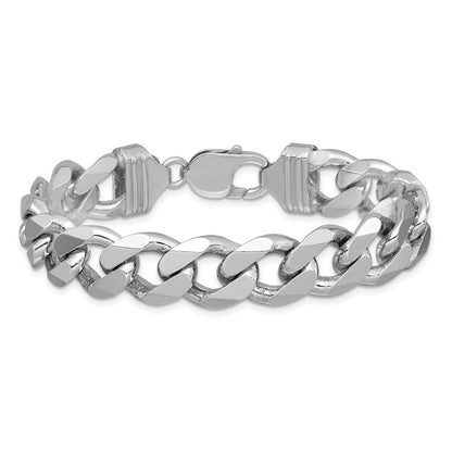 Sterlingsilber Rhodiniert 13mm Panzer Gliederarmband