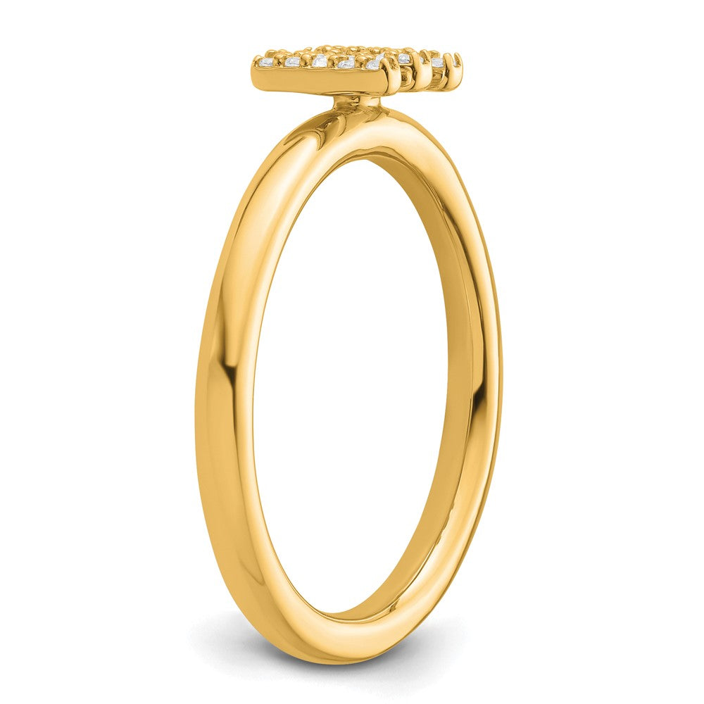 14K Gelbgold Stapelbar Diamant Initiale M Größe 7 Ring