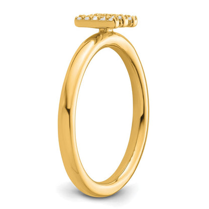 14K Gelbgold Stapelbar Diamant Initiale M Größe 7 Ring