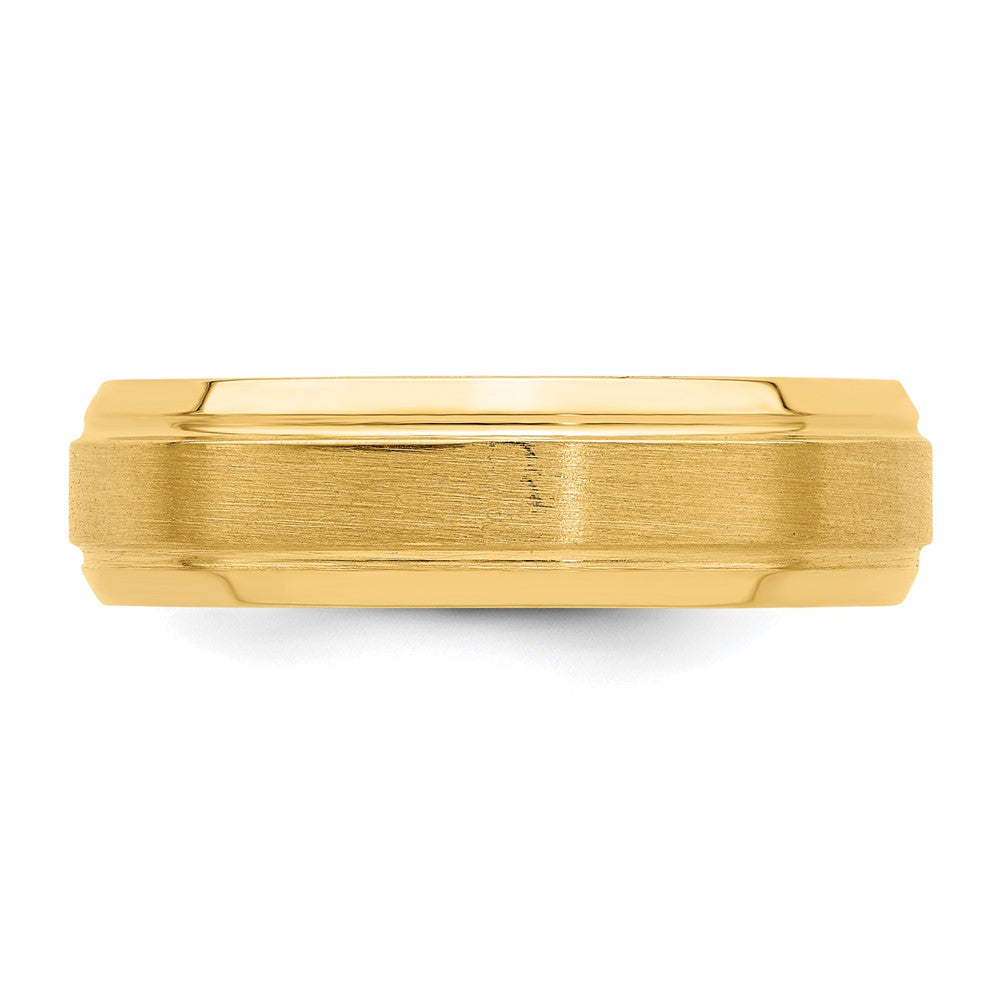 14K Gelbgold 6 mm Ehering mit Standardgewicht, Komfort-Passform, gebürstet-satinierter/polierter Kantenlinie