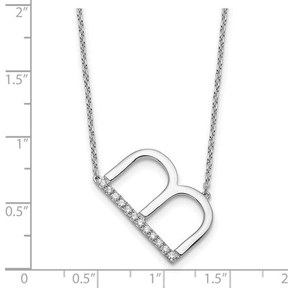 14K Weißgold Seitlich Diamant Initiale B 18 Zoll Halskette