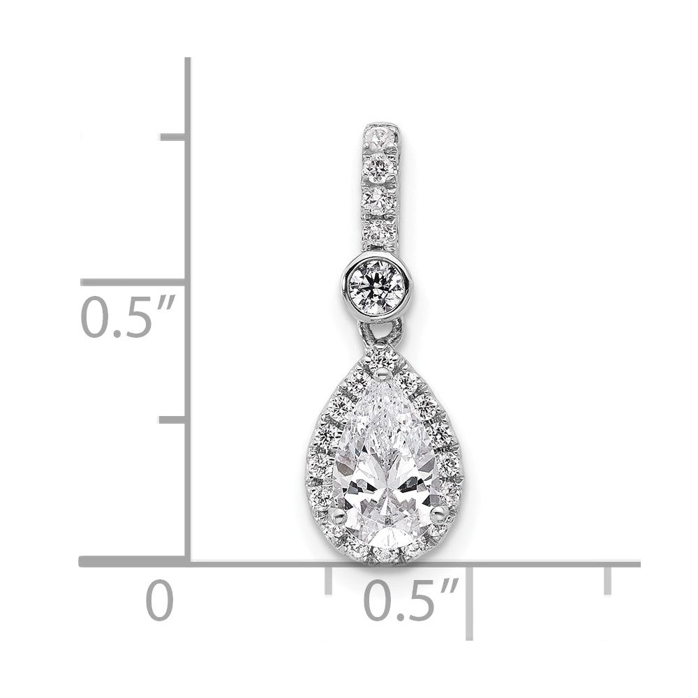 14K Weißgold Anhänger mit 1 Karat im Labor gezüchtetem Diamant VS/SI+ G+ im Birnenschliff mit komplettem Halo