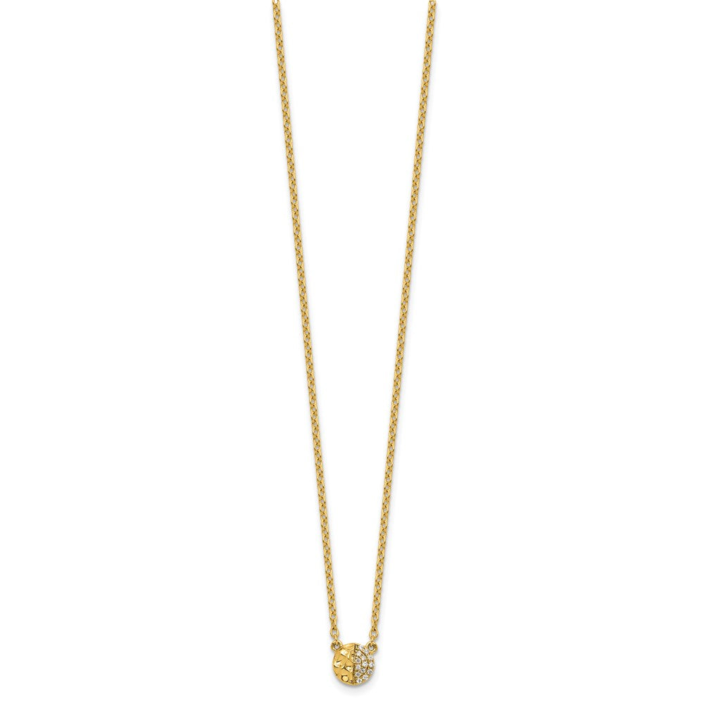 14K Gelbgold Poliert und Gehämmert 1/20 Karat Diamant Disk 18 Zoll Halskette