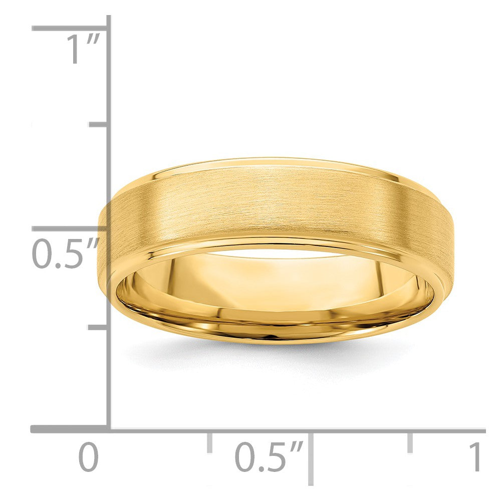 14K Gelbgold 6 mm Ehering, schwer, Komfort-Passform, gebürstet Satin/Poliert, abgestufte Kante