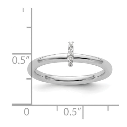14K Weißgold Stapelbar Diamant Initiale I Größe 7 Ring