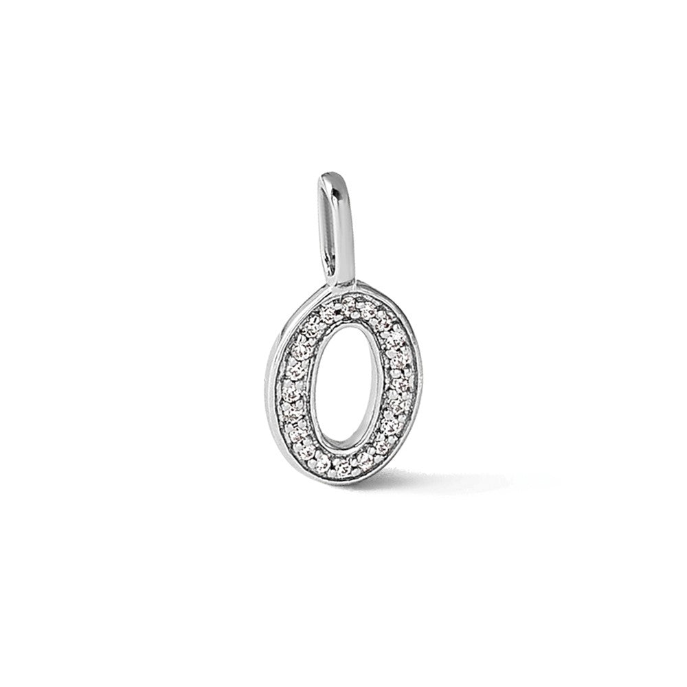 14K Weißgold Diamant-Initiale O Hundemarken-Charm