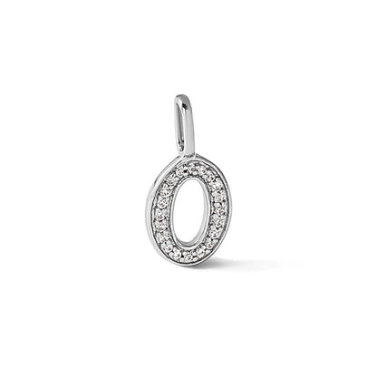 14K Weißgold Diamant-Initiale O Hundemarken-Charm