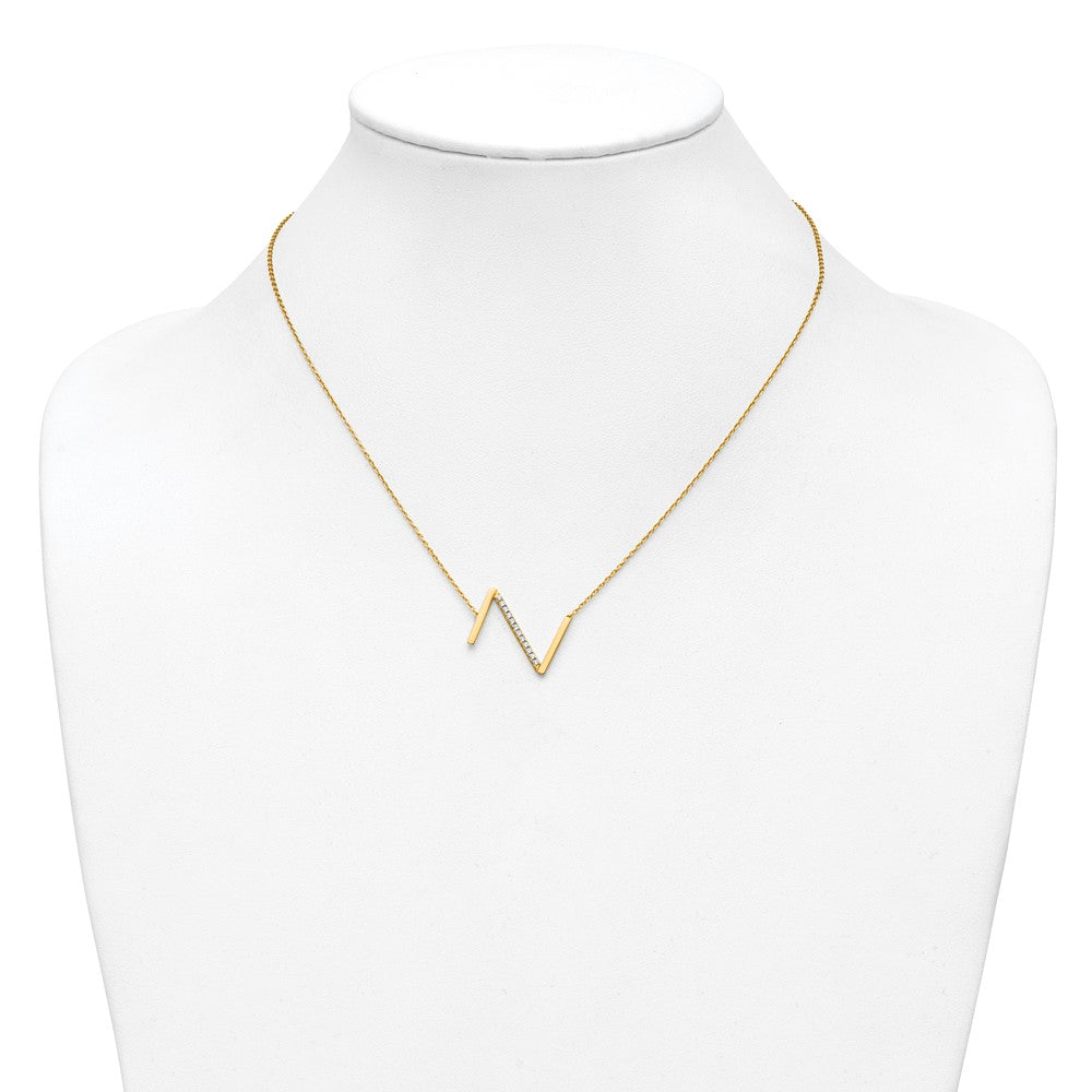 14K Gelbgold Seitlich Diamant Initiale Z 18 Zoll Halskette