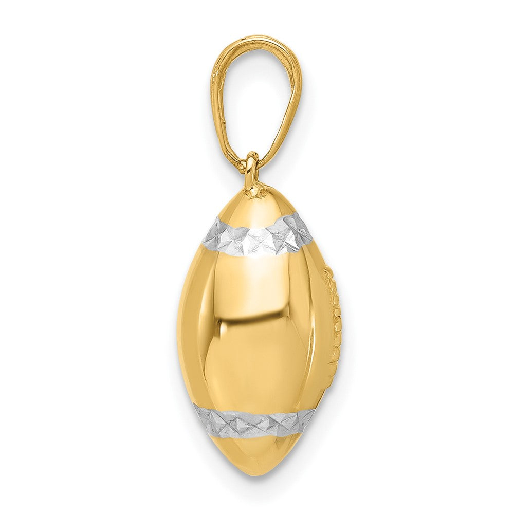 14K Gelbgold und Rhodium Diamant-geschliffener 3D-Football-Anhänger