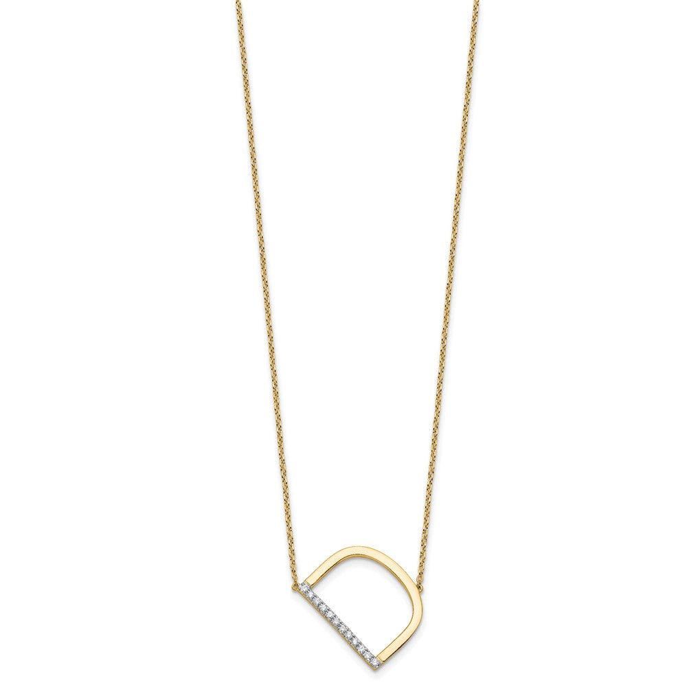 14K Gelbgold Seitlich Diamant Initiale D 18 Zoll Halskette