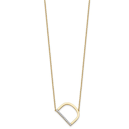 14K Gelbgold Seitlich Diamant Initiale D 18 Zoll Halskette
