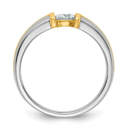 14K Bicolor Gold.5ct Herren Ehering Ring
