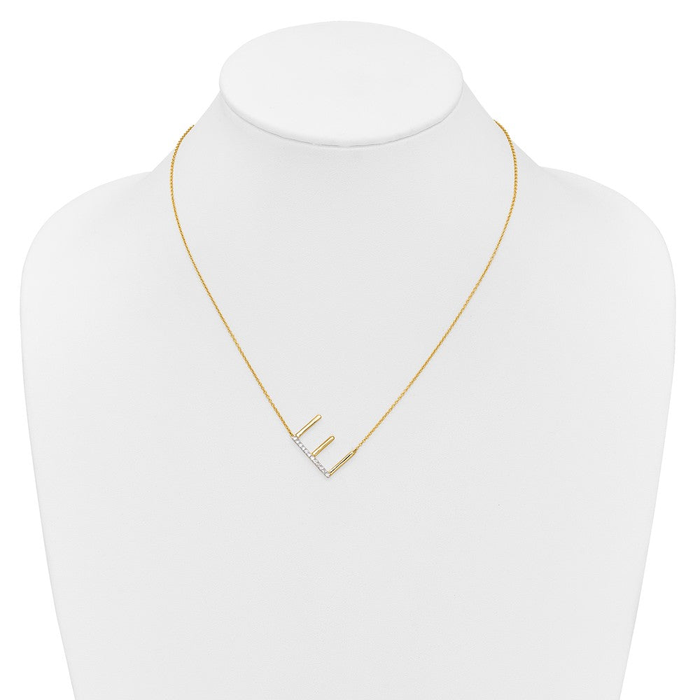14K Gelbgold Seitlich Diamant Initiale E 18 Zoll Halskette