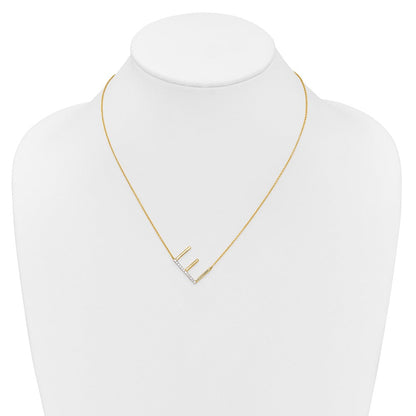 14K Gelbgold Seitlich Diamant Initiale E 18 Zoll Halskette